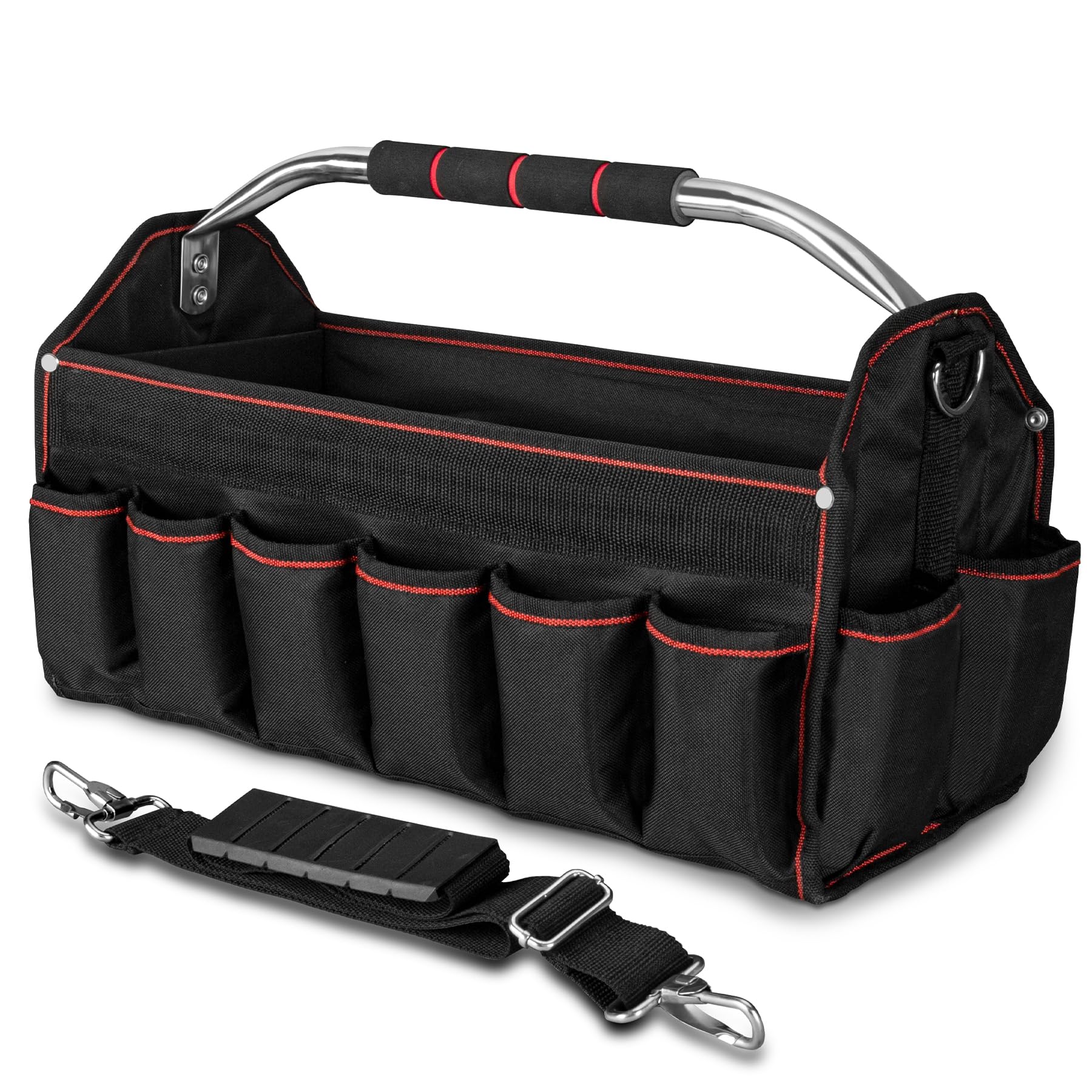 HAUTMEC 18 Inch Foldable Tool Tote Bag, Open Top Tool Bag with 27